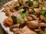 Recipe Turkey breast strips with sautéed scallions and mushrooms