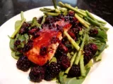 Recipe Arugula, asparagus, and salmon with blackberry glaze