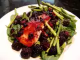 Recipe Arugula, asparagus, and salmon with blackberry glaze