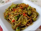 Recipe Spaghetti aglio olio with olives and pepperoncini