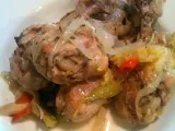 Recipe #17 & #157 zitoni casarecci with a chicken ragu, zucchini, onion, and white wine sauce