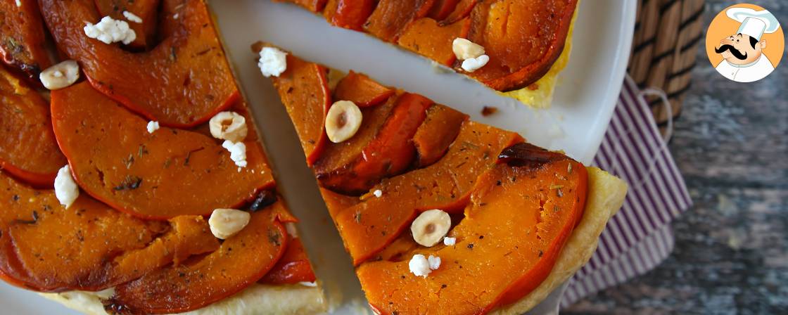 Pumpkin tatin with goat's cheese and honey