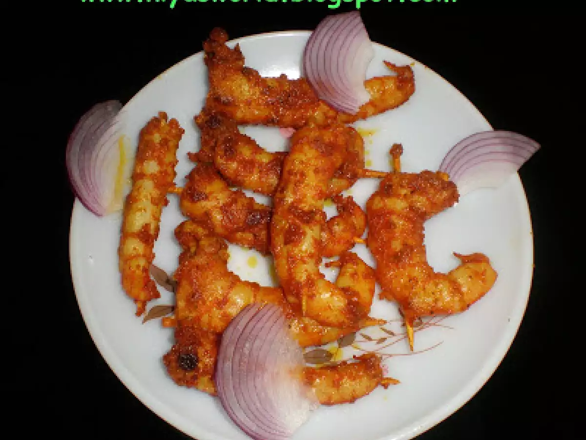 Recipe Tawa grilled prawns / spicy stir fried grilled prawns