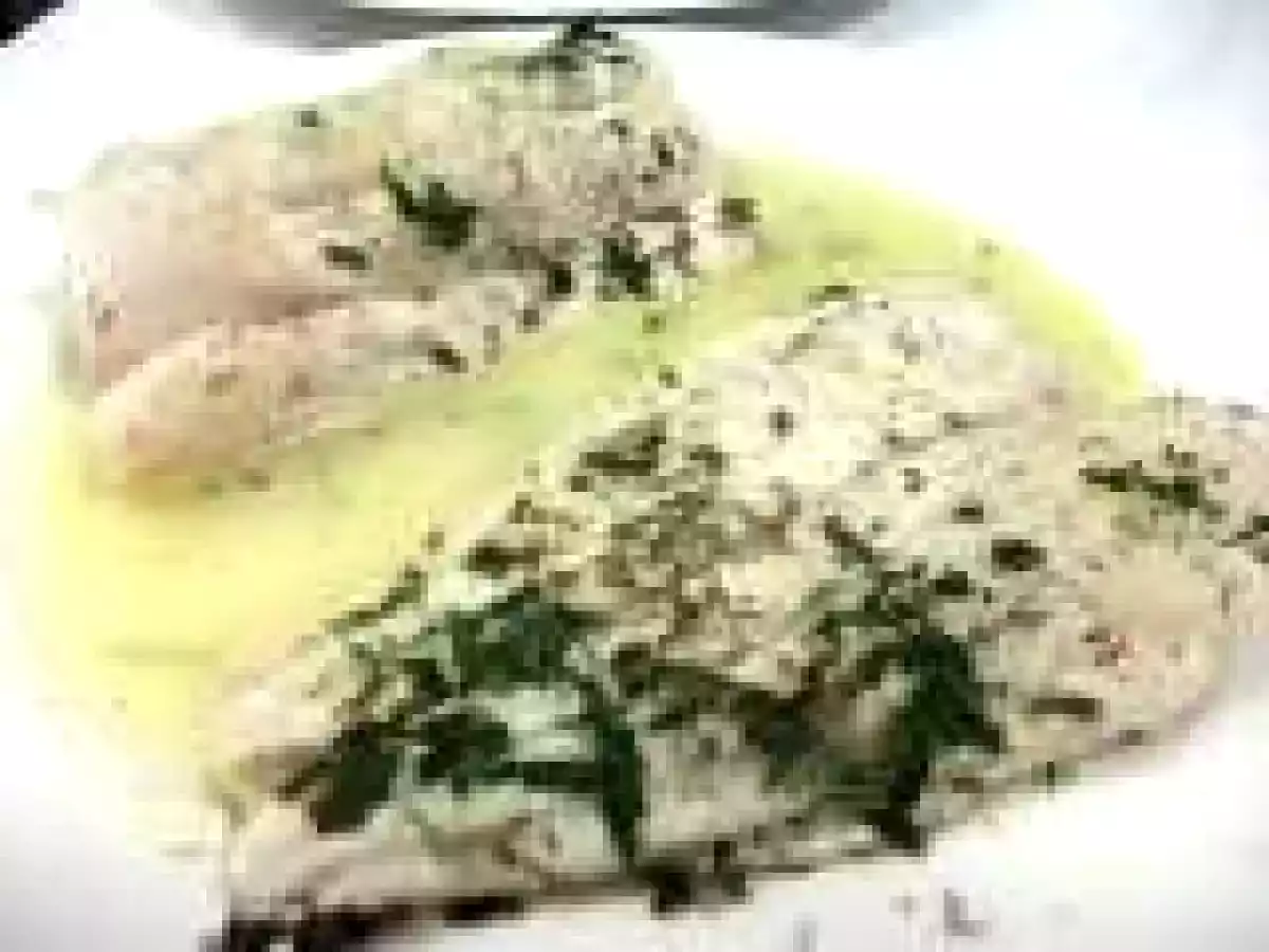 Poached Hake with White Wine, Pancetta and Parsley Recipe