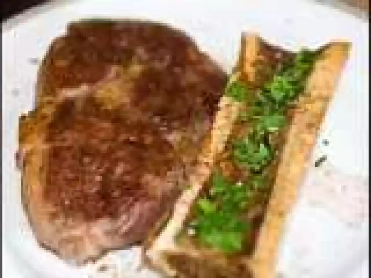 Rib-eye Steak with Bone Marrow and Potato Salad