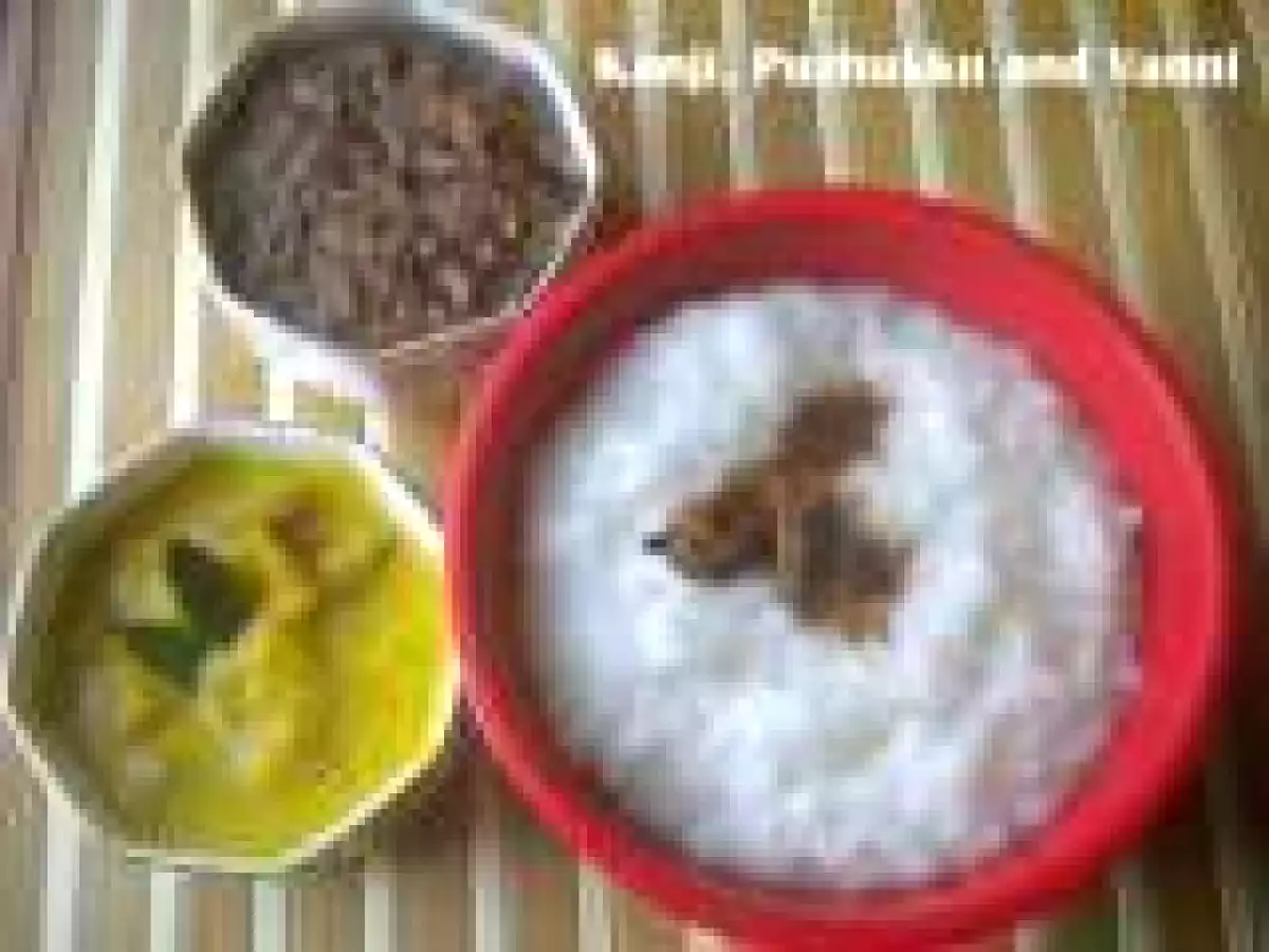 Kanji and Muthira Puzhukku/ Rice Gruel and Horsegram Curry