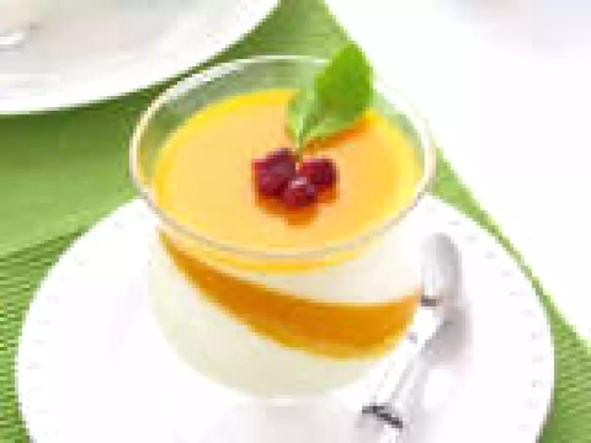 Litchi/Lychee Pannacotta With Mango Jelly