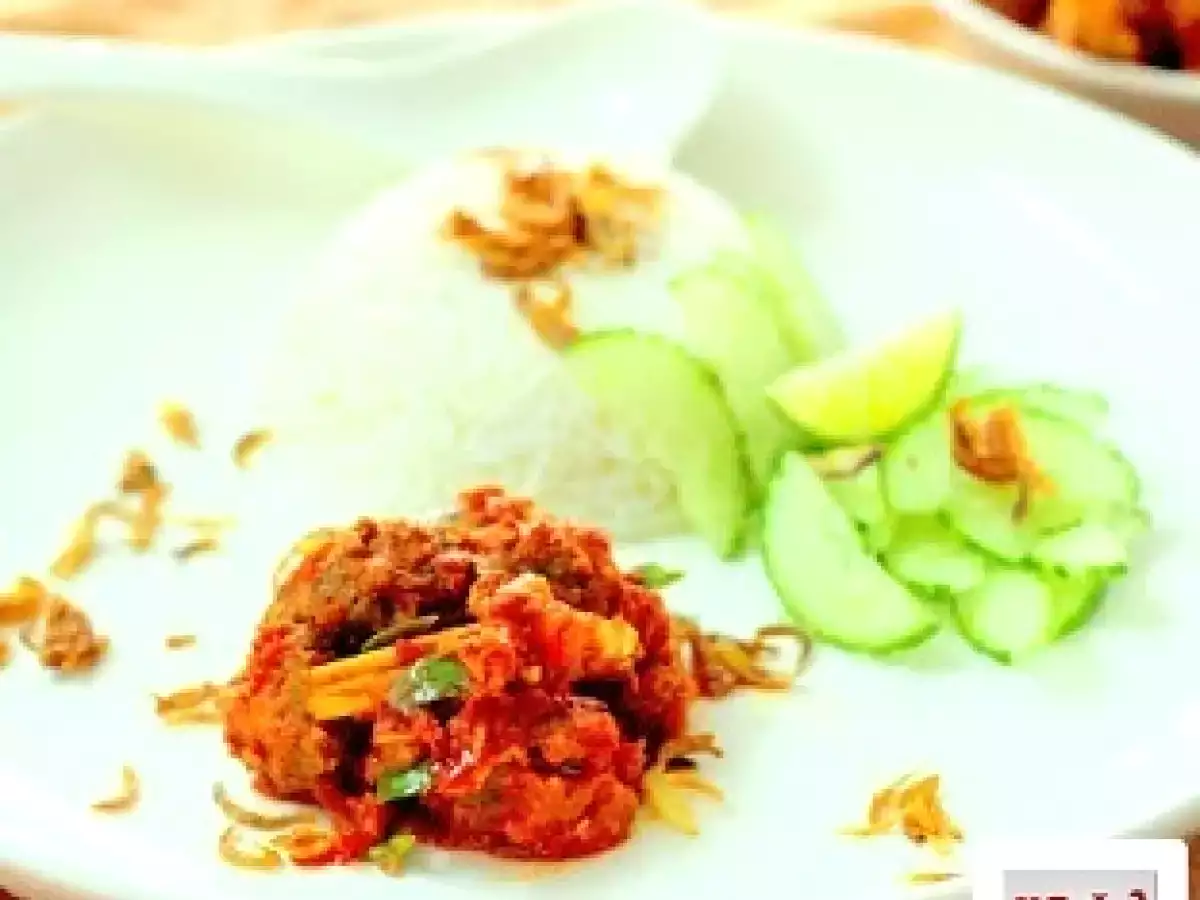 Recipe Vegetarian mutton (mushroom) rendang nasi lemak
