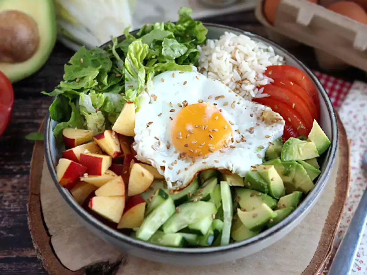 Recipe Vegetarian buddha bowl - a beautiful balanced and colorful salad!