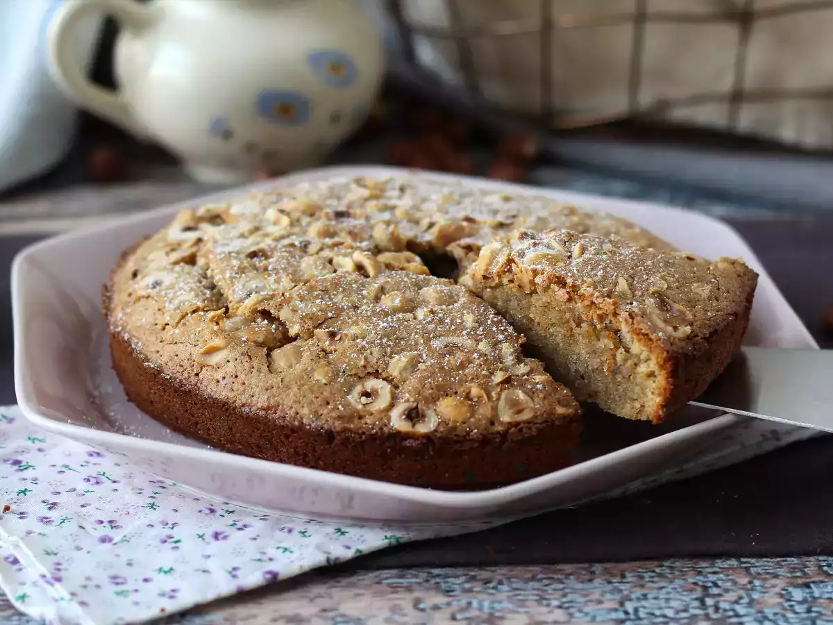 Recipe Noisetier, the fondant and crunchy hazelnut cake with 5 ingredients only!