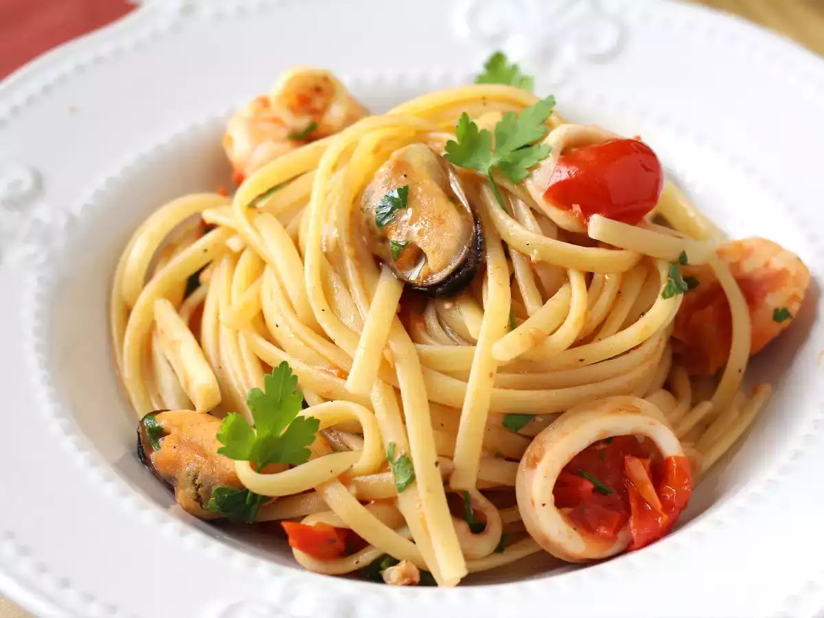 Recipe Pasta with seafood, a delicious and very quick dish