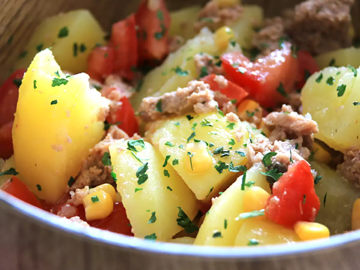 Recipe Potato, tuna, and tomato salad