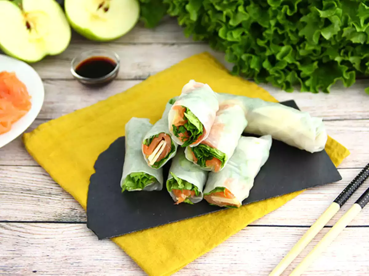 Recipe Smoked salmon and apple spring rolls