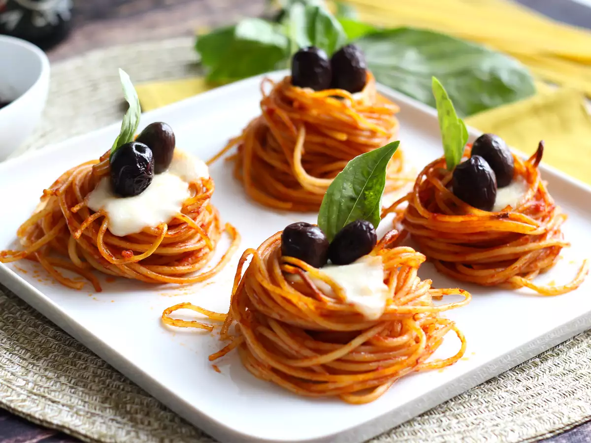 Recipe Pasta nests: a creative appetizer made with spaghetti!