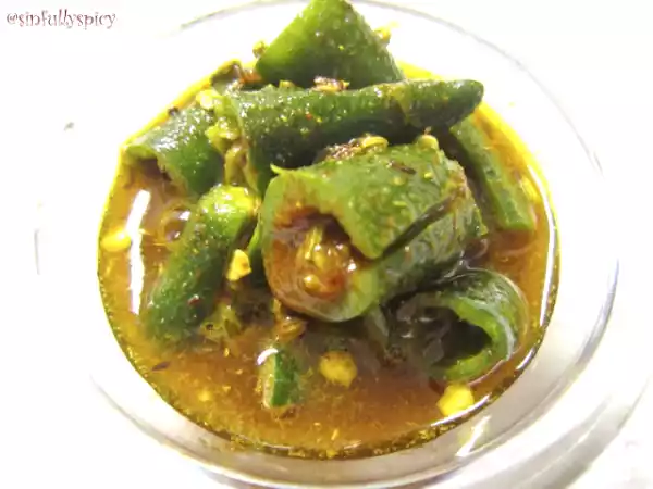 Recipe Hari mirch ka achaar/green chilli pickle-north indian style