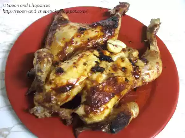 Recipe Roast butterfly chicken with red chilli pickle and hoisin sauce