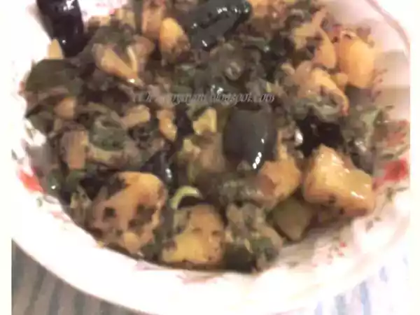 Recipe Gujrati potato, broccoli n brinjal curry