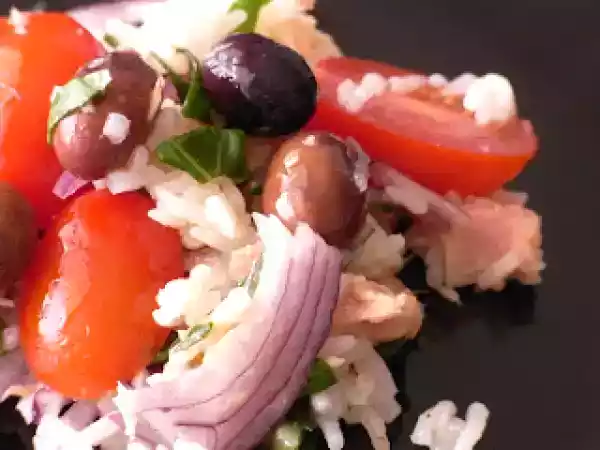 Recipe Rice salad with taggiasca olives and ligurian extra virgin olive oil