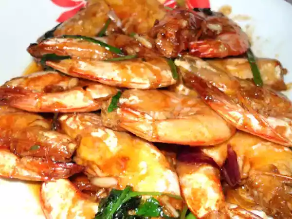 Recipe Pan fry prawns with oyster sauce