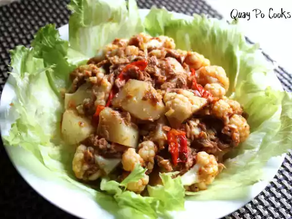 Recipe Canned chilly tuna, cauliflower and potato salad