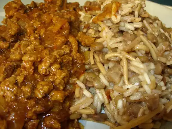 Recipe Ottolenghi to the rescue! kosheri & spicy minced beef.