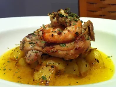 Recipe Oriental surf and turf - chicken and shrimp with cubed potatoes