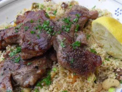 Recipe Spiced lamb steaks with a warm moroccan couscous salad