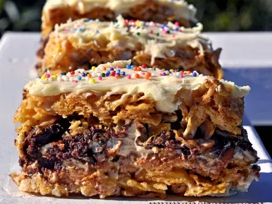 Recipe No bake chocolate, peanut butter, seven layer bars cookies