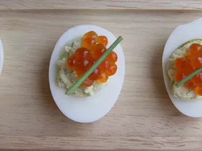 Recipe Wasabi deviled eggs with salmon roe