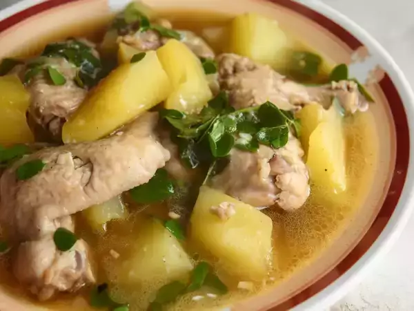 Recipe Tinola or tinolang manok (chicken stewed with ginger & green papaya)