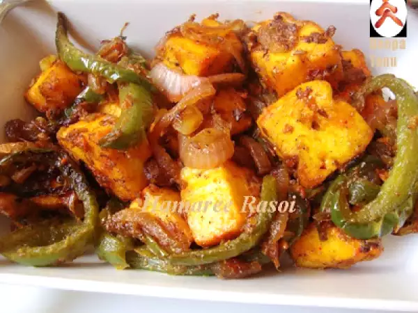 Recipe Tandoori paneer with onion & capsicum rings