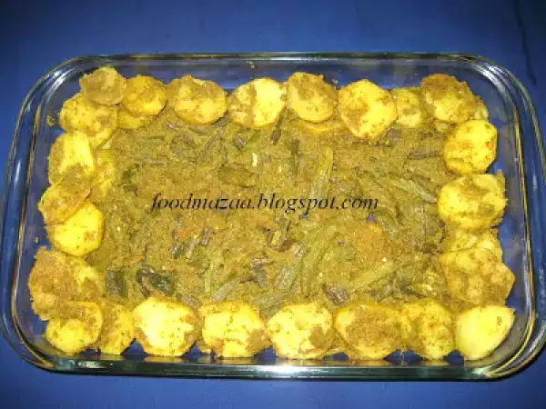 Recipe Lady's fingers in sao masalo (sindhi green curry paste)