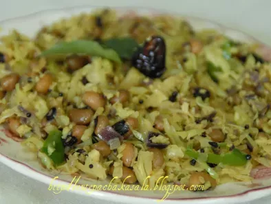 Recipe Cabbage with black eyed beans thoran