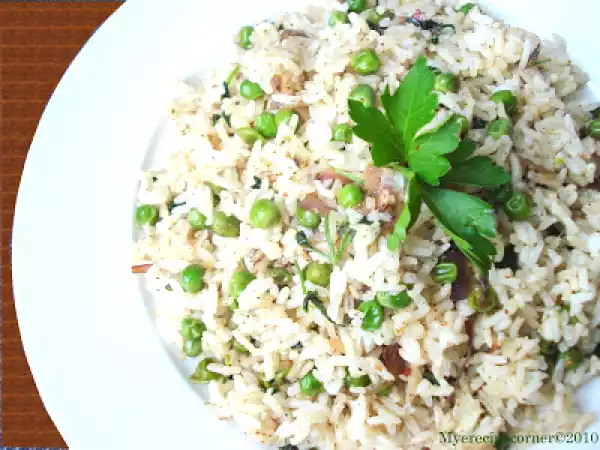 Recipe Peas pulao/mutter pulav( fresh green peas in mild fragrant rice)