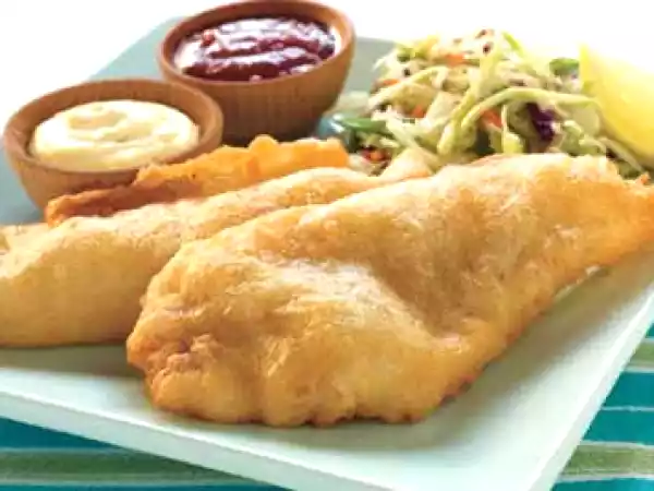 Recipe Crispy fish with spinach butter rice and orange sauce (christmas special)