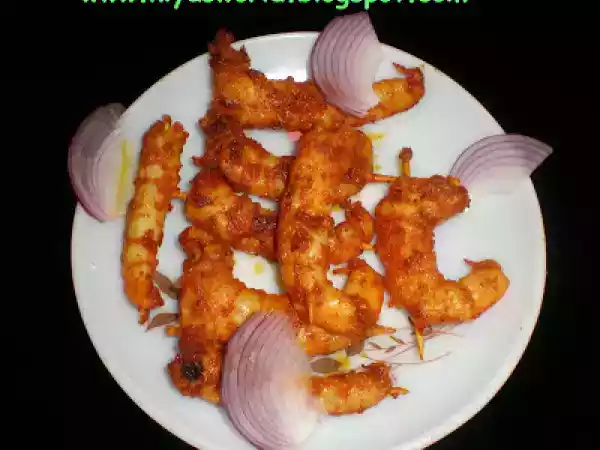 Recipe Tawa grilled prawns / spicy stir fried grilled prawns