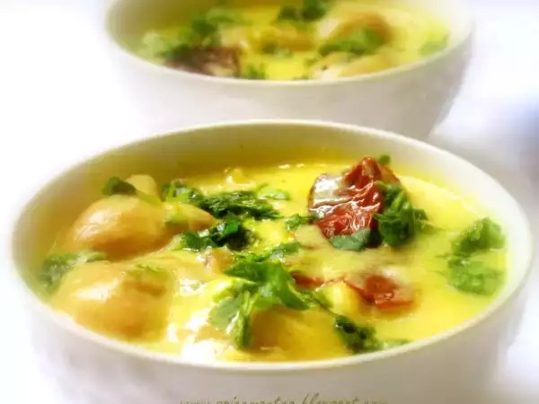 Recipe Couple of awards & gram flour dumplings in spicy yogurt sauce (punjabi kadi pakora)