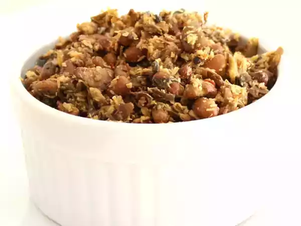 Recipe Banana flower & red gram stir fried with coconut