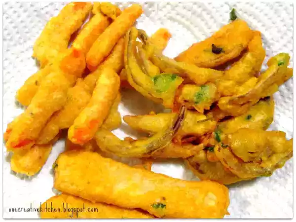 Recipe Carrot, onion, potato = pakora sticks