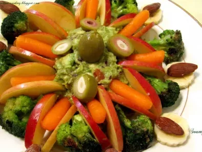 Recipe Fruit and veggie salad with guacamole dip/avocado dip