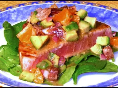 Recipe Seared ahi tuna with blood orange and avocado salsa