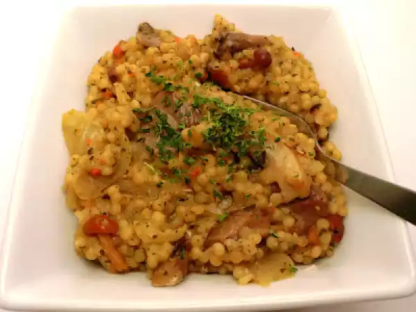 Recipe Wild mushroom israeli couscous risotto