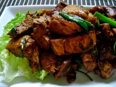Recipe Stir-fry leftover chicken and roast pork