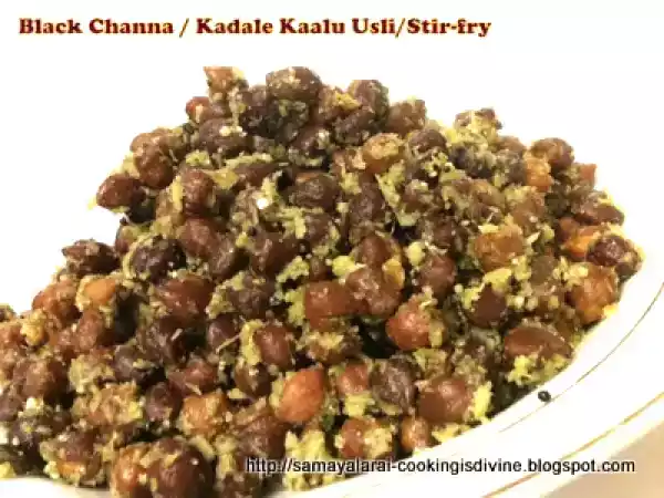 Recipe Black channa/kadale kaalu/kaala channa/black garbanzo beans stir-fry with quinoa