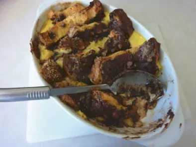 Recipe Bread and butter pudding using panettone and nutella