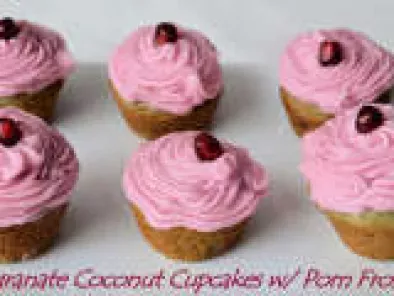 Mini Pomegranate Coconut Cupcakes with Pomegranate Frosting