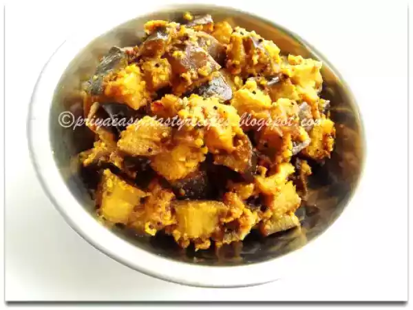 Recipe Brinjal semi dry curry/kathirikai poriyal