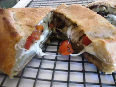 Recipe Grilled eggplant, onion, and red pepper stuffed bread