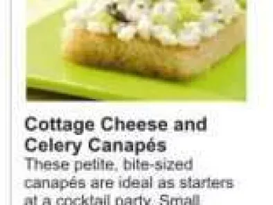 Recipe Cottage Cheese (Paneer) and Celery Canapes