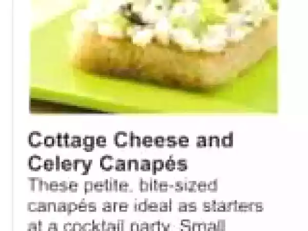 Recipe Cottage Cheese (Paneer) and Celery Canapes